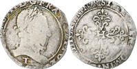 France 1/2 Franc au col plat Henri III, Nantes, Silver -