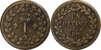 France Décime. Louis XVIII, Strasbourg, Blocus de Strasbourg, Bronze -