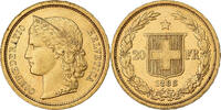 Switzerland 20 Francs Helvetia, Bern, Gold, KM:31.3 -