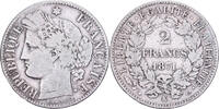 France 2 Francs Cérès, Bordeaux, Large K, Silver -
