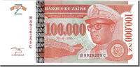 Zaire 100,000 Nouveaux Zaïres Banknote, 1996-06-30 -