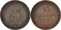 German States 3 Pfennig Coin, PRUSSIA, Wilhelm I, Cleves -
