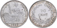 French Indochina 20 Cents 1937 (a) Paris, Silver, KM:17.2 AU(50-53)