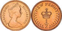 Great Britain 1/2 New Penny 1977 Not Applicable Elizabeth II, BU, Bronze, KM:914 MS(65-70)