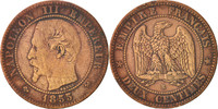 France 2 Centimes Coin, Napoleon III, Napoléon III, Rouen -