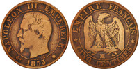 France 5 Centimes Coin, Napoleon III, Napoléon III, Marseille -