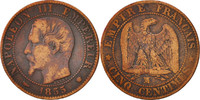 France 5 Centimes Coin, Napoleon III, Napoléon III, Marseille -