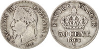 France 50 Centimes Coin, Napoleon III, Napoléon III, Bordeaux -