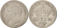 France 50 Centimes Coin, Napoleon III, Napoléon III, Strasbourg -