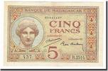 Madagascar 5 Francs Banknote, Undated (1937), KM:35 -