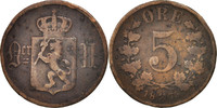 Norway 5 Öre Coin, Bronze, KM:349 -