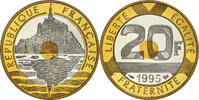 France 20 Francs Coin, Mont Saint Michel, Paris, Proof -