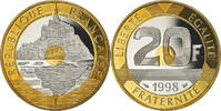 France 20 Francs Coin, Mont Saint Michel, Paris, Proof -