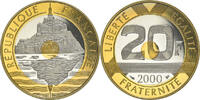 France 20 Francs Coin, Mont Saint Michel, Paris, Proof -