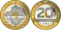 France 20 Francs Coin, Mont Saint Michel, Paris, Proof -