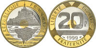 France 20 Francs Coin, Mont Saint Michel, Paris, Proof -