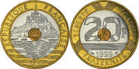 France 20 Francs Coin, Mont Saint Michel, Pessac, FDC -