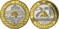 France 20 Francs Coin, Mont Saint Michel, Pessac, FDC -