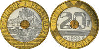 France 20 Francs Coin, Mont Saint Michel, Pessac, FDC -