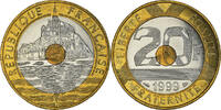 France 20 Francs Coin, Mont Saint Michel, Pessac, FDC -