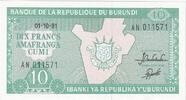 Burundi 10 Francs 1989-10-01, KM:33b -