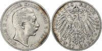 German States 2 Mark PRUSSIA, Wilhelm II, Berlin, Silver -