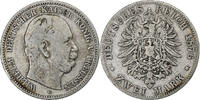 German States 2 Mark PRUSSIA, Wilhelm I, Cleves, Silver -