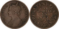 British India 1/4 Anna INDIA-BRITISH, Victoria, Calcutta, Copper, KM:486 -