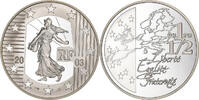 France 1-1/2 Euro Monnaie de Paris, La Semeuse, Proof, Paris, Silver -