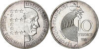 France 10 Francs Robert Schuman, Paris, BU, Silver, KM:958a -