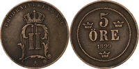 Sweden 5 Öre Oscar II, Bronze, KM:757 -