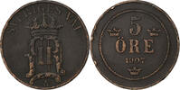 Sweden 5 Öre Oscar II, Bronze, KM:770 -