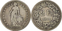 Switzerland 2 Francs Bern, Silver, KM:21 -