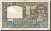France 20 Francs Banknote, 20 F 1939-1942 ''Science et Travail'' -