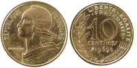 France 10 Centimes Coin, Marianne, Aluminum-Bronze -
