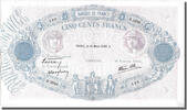 France 500 Francs Banknote, 500 F 1888-1940 ''Bleu et Rose'' -