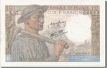 France 10 Francs Banknote, 10 F 1941-1949 ''Mineur'', 1943-01-14 -