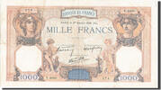 France 1000 Francs Banknote, 1 000 F 1927-1940 ''Cérès et Mercure'' -