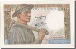 France 10 Francs Banknote, 10 F 1941-1949 ''Mineur'', 1944-01-13 -