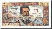 France 50 Nouveaux Francs on 5000 Francs Banknote, 1955-1959 Overprinted with -