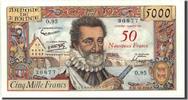 France 50 Nouveaux Francs on 5000 Francs Banknote, 1955-1959 Overprinted with -