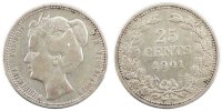 Netherlands 25 Cents Coin, Wilhelmina I, Silver, KM:120.1 -