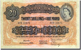 British East Africa 20 Shillings = 1 Pound Banknote, EAST AFRICA, 1955-01-01, KM:35 -