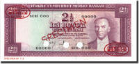 Turkey 2 1/2 Lira Banknote, Specimen TDLR, KM:153s -