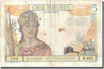French Indochina 5 Piastres Banknote, FRENCH INDO-CHINA, Undated (1936), KM:55a VF(20-25)