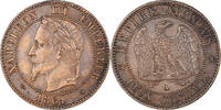 France 2 Centimes Coin, Napoleon III, Napoléon III, Bordeaux -