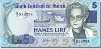 Malta 5 Liri Banknote -