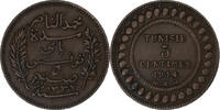 Tunisia 5 Centimes Muhammad al-Nasir Bey, Paris, Bronze -