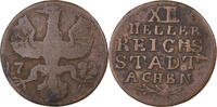German States 12 Heller AACHEN, Aachen, Copper, KM:51 -