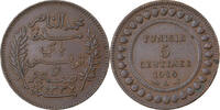 Tunisia 5 Centimes Muhammad al-Nasir Bey, Paris, Bronze -